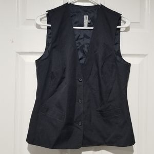 Doc & Amelia Women's Navy Blue Button Down Front Pocket Tailored Suited Vest